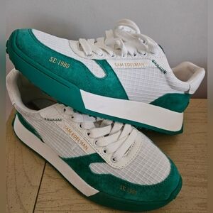 NEW SAM EDELMAN Layla Womens  sneakers in green/ white Size 7